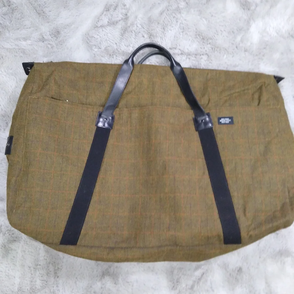 Jack Spade XL Tweed Tartan Olive Travel Overnight Bag - Picture 2 of 11